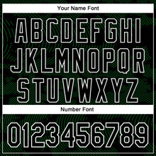 Load image into Gallery viewer, Custom Black Grass Green-White Curve Lines 3D Pattern Design Bomber Full-Snap Varsity Letterman Hoodie Jacket
