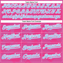 Charger l'image dans la galerie, Custom Pink Light Blue-White Curve Lines 3D Pattern Design Bomber Full-Snap Varsity Letterman Hoodie Jacket
