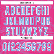 Charger l'image dans la galerie, Custom Pink Light Blue-White Curve Lines 3D Pattern Design Bomber Full-Snap Varsity Letterman Hoodie Jacket
