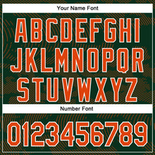 Load image into Gallery viewer, Custom Green Orange-White Curve Lines 3D Pattern Design Bomber Full-Snap Varsity Letterman Hoodie Jacket
