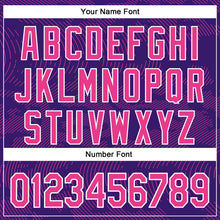 Load image into Gallery viewer, Custom Purple Pink-White Curve Lines 3D Pattern Design Bomber Full-Snap Varsity Letterman Hoodie Jacket
