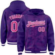 Load image into Gallery viewer, Custom Purple Pink-White Curve Lines 3D Pattern Design Bomber Full-Snap Varsity Letterman Hoodie Jacket
