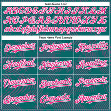 Load image into Gallery viewer, Custom Teal Pink-White Curve Lines 3D Pattern Design Bomber Full-Snap Varsity Letterman Hoodie Jacket
