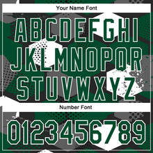 Charger l'image dans la galerie, Custom Black Kelly Green-White Geometric Shape 3D Pattern Design Bomber Full-Snap Varsity Letterman Hoodie Jacket
