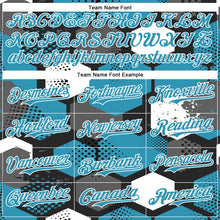 Загрузить изображение в средство просмотра галереи, Custom Black Panther Blue-White Geometric Shape 3D Pattern Design Bomber Full-Snap Varsity Letterman Hoodie Jacket
