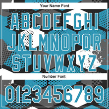 Загрузить изображение в средство просмотра галереи, Custom Black Panther Blue-White Geometric Shape 3D Pattern Design Bomber Full-Snap Varsity Letterman Hoodie Jacket
