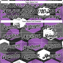 Load image into Gallery viewer, Custom Black Medium Purple-White Geometric Shape 3D Pattern Design Bomber Full-Snap Varsity Letterman Hoodie Jacket
