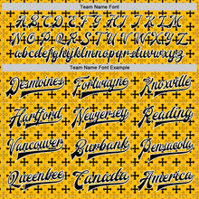 Загрузить изображение в средство просмотра галереи, Custom Gold Black-White Gothic Crosses 3D Pattern Design Bomber Full-Snap Varsity Letterman Jacket
