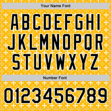 Load image into Gallery viewer, Custom Gold Black-White Gothic Crosses 3D Pattern Design Bomber Full-Snap Varsity Letterman Jacket
