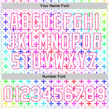 Загрузить изображение в средство просмотра галереи, Custom White Pink Gothic Gradient Crosses 3D Pattern Design Bomber Full-Snap Varsity Letterman Jacket
