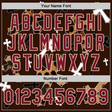 Charger l'image dans la galerie, Custom Brown Crimson City Cream-Black Gothic Leopard Print Crosses 3D Pattern Design Bomber Full-Snap Varsity Letterman Jacket
