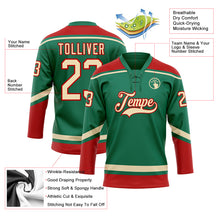 Загрузить изображение в средство просмотра галереи, Custom Kelly Green City Cream-Red Hockey Lace Neck Jersey
