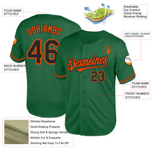 Load image into Gallery viewer, Custom Kelly Green Black-Orange Mesh Authentic Throwback Baseball Jersey
