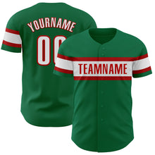 Laden Sie das Bild in den Galerie-Viewer, Custom Kelly Green White-Red Authentic Baseball Jersey
