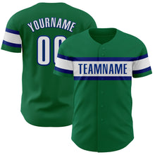Laden Sie das Bild in den Galerie-Viewer, Custom Kelly Green White-Royal Authentic Baseball Jersey
