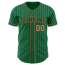 Laden Sie das Bild in den Galerie-Viewer, Custom Kelly Green White Pinstripe Old Gold-Black Authentic Baseball Jersey
