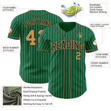 Laden Sie das Bild in den Galerie-Viewer, Custom Kelly Green White Pinstripe Old Gold-Black Authentic Baseball Jersey
