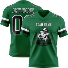 Load image into Gallery viewer, Custom Kelly Green Black-White Authentic Football Jersey
