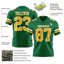 Load image into Gallery viewer, Custom Kelly Green Gold-White Authentic Football Jersey
