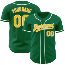 Load image into Gallery viewer, Custom Kelly Green Yellow-White Authentic Baseball Jersey
