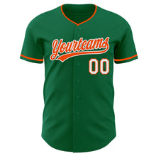 Load image into Gallery viewer, Custom Kelly Green Orange-White Authentic Baseball Jersey
