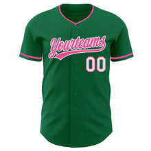 Load image into Gallery viewer, Custom Kelly Green Pink-White Authentic Baseball Jersey

