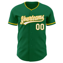 Load image into Gallery viewer, Custom Kelly Green White-Gold Authentic Baseball Jersey

