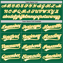 Load image into Gallery viewer, Custom Kelly Green White-Gold Authentic Baseball Jersey
