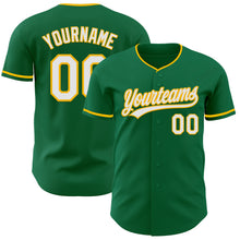 Load image into Gallery viewer, Custom Kelly Green White-Gold Authentic Baseball Jersey
