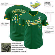 Load image into Gallery viewer, Custom Kelly Green White-Gold Authentic Baseball Jersey
