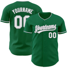 Load image into Gallery viewer, Custom Kelly Green White-Gray Authentic Baseball Jersey
