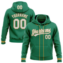 Load image into Gallery viewer, Custom Stitched Kelly Green White-Old Gold Baseball Pullover Sweatshirt Hoodie
