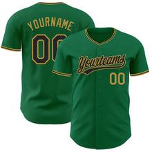 Laden Sie das Bild in den Galerie-Viewer, Custom Kelly Green Black-Old Gold Authentic Baseball Jersey
