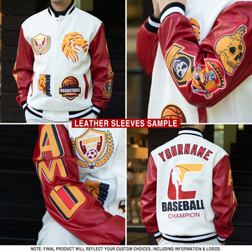 Custom Light Blue Pink-White Bomber Full-Snap Varsity Letterman Jacket