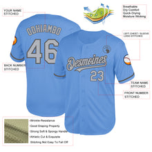 Laden Sie das Bild in den Galerie-Viewer, Custom Light Blue Gray-Steel Gray Mesh Authentic Throwback Baseball Jersey
