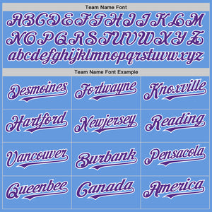 Custom Light Blue Purple-White Mesh Authentic Throwback Baseball Jersey