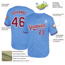 Charger l&#39;image dans la galerie, Custom Light Blue Crimson-White Mesh Authentic Throwback Baseball Jersey
