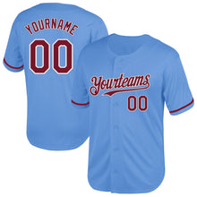 Charger l&#39;image dans la galerie, Custom Light Blue Crimson-White Mesh Authentic Throwback Baseball Jersey
