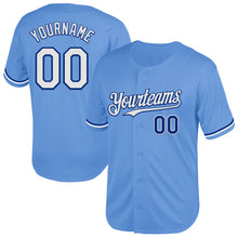Load image into Gallery viewer, Custom Light Blue White-Royal Mesh Authentic Throwback Baseball Jersey
