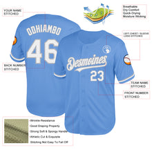 Load image into Gallery viewer, Custom Light Blue White-Gray Mesh Authentic Throwback Baseball Jersey
