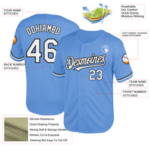 Load image into Gallery viewer, Custom Light Blue White-Black Mesh Authentic Throwback Baseball Jersey
