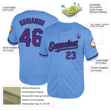 Charger l&#39;image dans la galerie, Custom Light Blue Purple-Black Mesh Authentic Throwback Baseball Jersey
