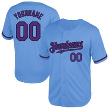 Charger l&#39;image dans la galerie, Custom Light Blue Purple-Black Mesh Authentic Throwback Baseball Jersey
