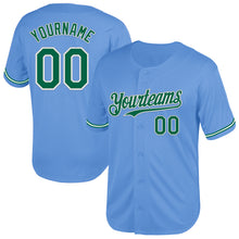 Load image into Gallery viewer, Custom Light Blue Kelly Green-White Mesh Authentic Throwback Baseball Jersey
