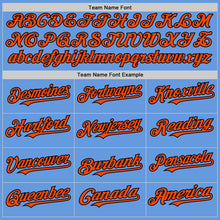 Load image into Gallery viewer, Custom Light Blue Orange-Black Mesh Authentic Throwback Baseball Jersey
