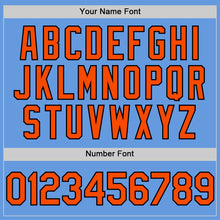Load image into Gallery viewer, Custom Light Blue Orange-Black Mesh Authentic Throwback Baseball Jersey
