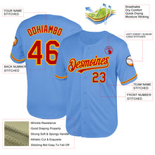 Charger l&#39;image dans la galerie, Custom Light Blue Red-Gold Mesh Authentic Throwback Baseball Jersey
