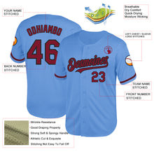 Laden Sie das Bild in den Galerie-Viewer, Custom Light Blue Crimson-Black Mesh Authentic Throwback Baseball Jersey

