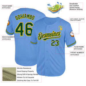 Custom Light Blue Green-Yellow Mesh Authentic Throwback Baseball Jersey