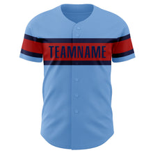 Загрузить изображение в средство просмотра галереи, Custom Light Blue Red-Navy Authentic Baseball Jersey
